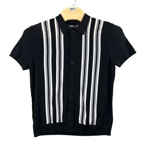 NWOT PJ PAUL JONES Shirt Mens 2XL Green Retro Knit Striped Button Up SS